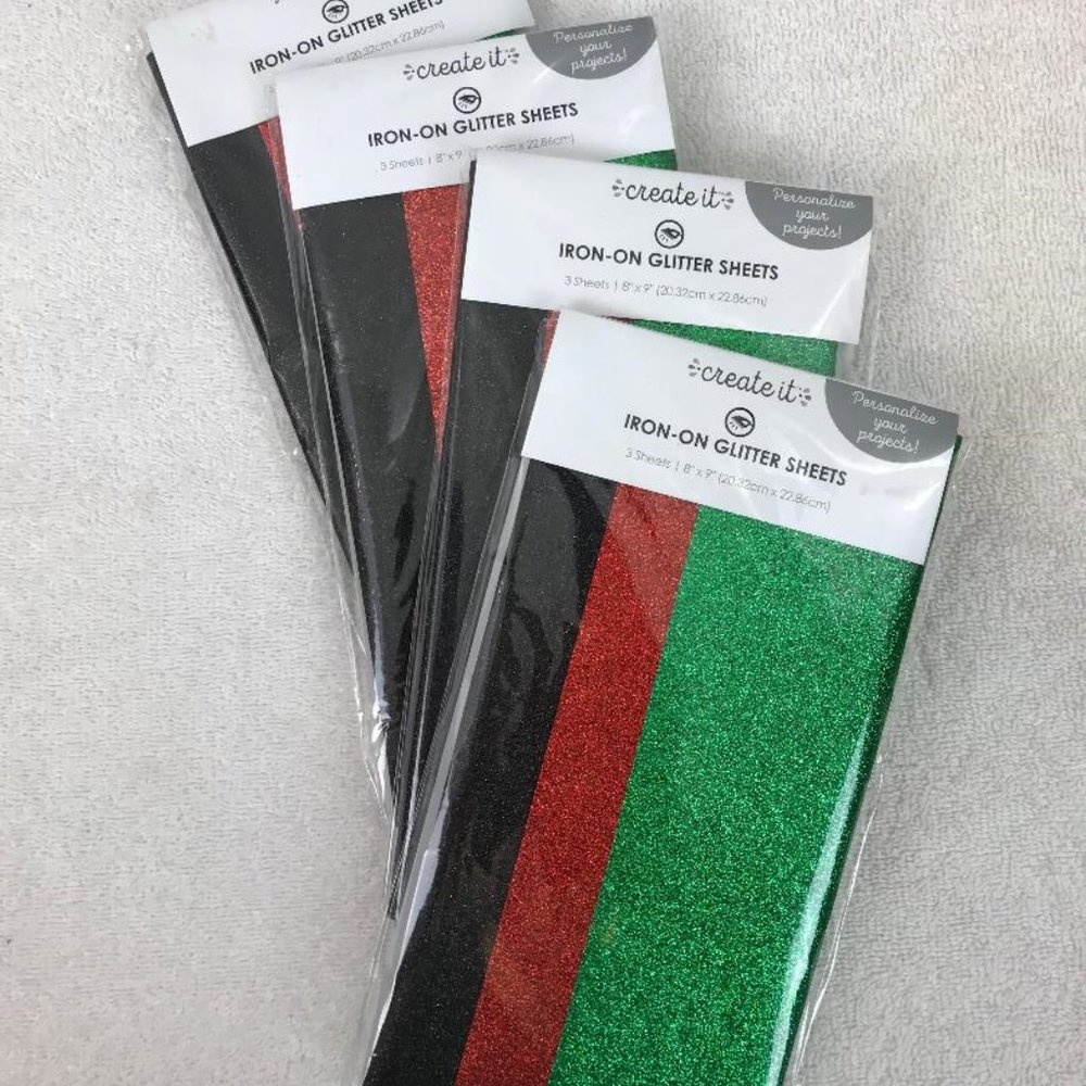 Create It Iron On Glitter Sheets 4 packs of 3